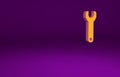 Orange Wrench spanner icon isolated on purple background. Minimalism concept. 3d illustration 3D render Royalty Free Stock Photo