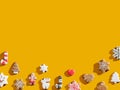 Orange xmas advertising background cookie pattern