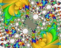 Yellow blue white red decorative abstract fractal, flower design, leaves, background Royalty Free Stock Photo