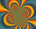 Orange yellow blue fractal, abstract flowery spiral shapes, background Royalty Free Stock Photo