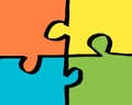 Orange Yellow blue and Green Jigsaw puzzle 4 pieces Royalty Free Stock Photo