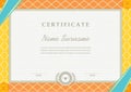 Orange yellow border and turquoise ribbons. Official certificate