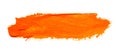 Orange yellow brush stroke isolated on white background. Orange abstract stroke. Colorful oil paint brush stroke Royalty Free Stock Photo