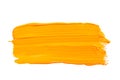 Orange yellow brush stroke isolated on white background. Orange abstract stroke. Colorful watercolor brush stroke