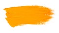 Orange yellow brush stroke isolated on white background. Orange abstract stroke. Colorful oil paint brush stroke Royalty Free Stock Photo