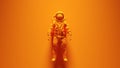 Orange Yellow Classic Spaceman Astronaut Cosmonaut with Bright Orange Yellow Background Royalty Free Stock Photo