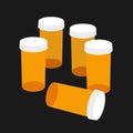 Orange and yellow containers for medicine, pill and drug Royalty Free Stock Photo