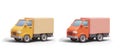Orange and yellow 3D truck. Vehicle with unmarked body, mockup Royalty Free Stock Photo