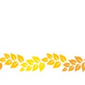 Orange and yellow elegant autumn leaves seamless border, vector