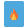 Flame icon on a blue background featuring simple stylized shapes with Royalty Free Stock Photo