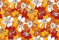 Orange and yellow floral pattern overlapping flowers Royalty Free Stock Photo