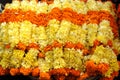 Orange and yellow flower garlands, goa, india