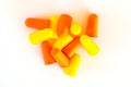 Foam ear plugs on white Royalty Free Stock Photo