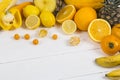 Orange and yellow fruit and veg Royalty Free Stock Photo