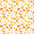 Orange and yellow ginkgo leaves seamless pattern. Vector Illuatration