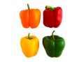 Orange  yellow  green  red bell peppers or capsicum isolated on white background Royalty Free Stock Photo