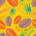 Orange yellow jungle leaf seamless pattern design background