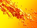 Orange yellow liquid bubbles splash abstract background