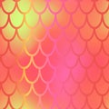 Orange yellow mermaid background. Fish scale pattern. Mermaid seamless pattern tile. Holographic gradient