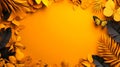 Orange and Yellow Paper Leaves Frame with Butterfly Royalty Free Stock Photo