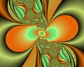 Phosphorescent orange bright fractal abstract background, flowery texture