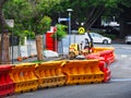 Orange and Yellow Plastic Roadwork Barriers Royalty Free Stock Photo