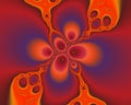 Orange yellow violet flowery fantasy fractal, abstract flowery spiral shapes, background Royalty Free Stock Photo