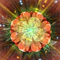 Orange yellow shining fractal flower - 3d render