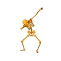 Orange yellow skeleton character dancing dab step Royalty Free Stock Photo