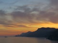 Sunset on the gulf of Naples. Amalfi Coast. Italy. Royalty Free Stock Photo