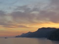 Sunset on the gulf of Naples. Amalfi Coast. Italy. Royalty Free Stock Photo