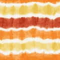 Orange yellow tie dye stripes seamless vector pattern. Textured japanese shibori background. Modern batik watercolor