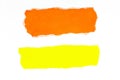 Orange and yellow torn paper on white background.
