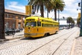 The orange yellow tram in San Francisco