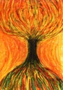 Orange and yellow tree. Art picture