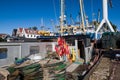 Marking flags on Urk fishing boat Royalty Free Stock Photo