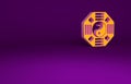 Orange Yin Yang symbol of harmony and balance icon isolated on purple background. Minimalism concept. 3d illustration 3D Royalty Free Stock Photo