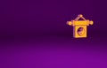 Orange Yin Yang symbol of harmony and balance icon isolated on purple background. Minimalism concept. 3d illustration 3D Royalty Free Stock Photo