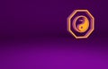 Orange Yin Yang symbol of harmony and balance icon isolated on purple background. Minimalism concept. 3d illustration 3D Royalty Free Stock Photo