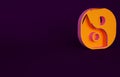 Orange Yin Yang symbol of harmony and balance icon isolated on purple background. Minimalism concept. 3d illustration 3D Royalty Free Stock Photo