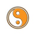 Orange Yin Yang symbol of harmony and balance icon isolated on white background. Vector Royalty Free Stock Photo