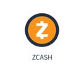 Orange Zcash Coin Isolated Cartoon Illustration