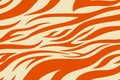 Orange Zebra print. Stripes, animal skin, tiger stripes, abstract pattern, line background. Black and white vector monochrome Royalty Free Stock Photo