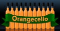 Orangecello in bottles is seen with a green banner
