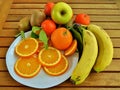 Oranges, bananas, kiwi, Royalty Free Stock Photo