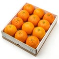 Oranges in a box isolated on transparent background Royalty Free Stock Photo
