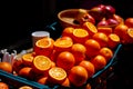 Oranges in the box. Juicy oranges ready for being juice. Healthy drinks. Royalty Free Stock Photo