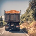 Oranges carried on a truck