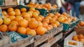 Oranges in crates at market Royalty Free Stock Photo