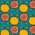 Oranges Fruit Pattern With Blue Background.